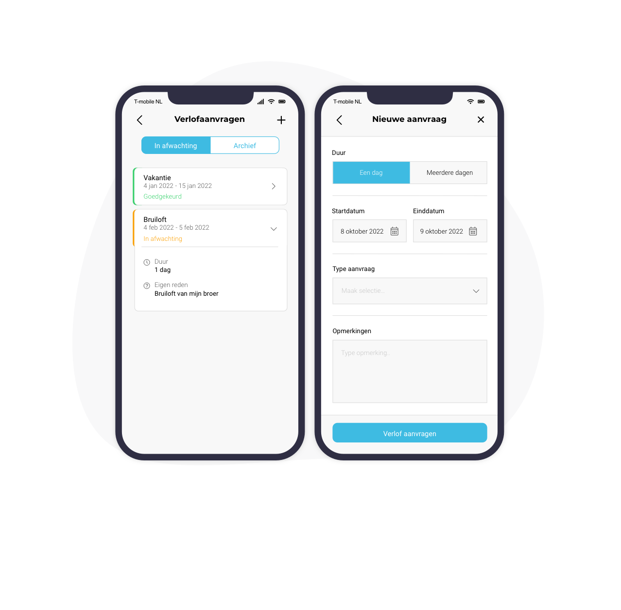 Verlofaanvragen in de app